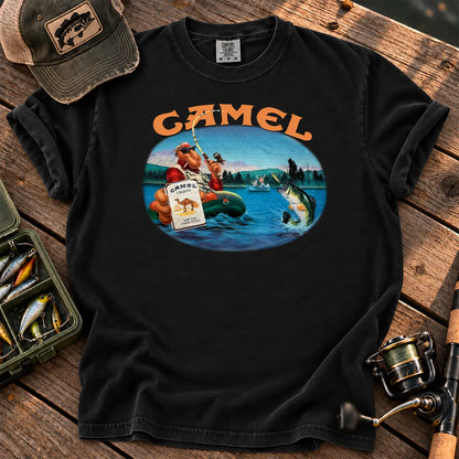 Retro Cowboy Fly Fishing T-Shirt in Black