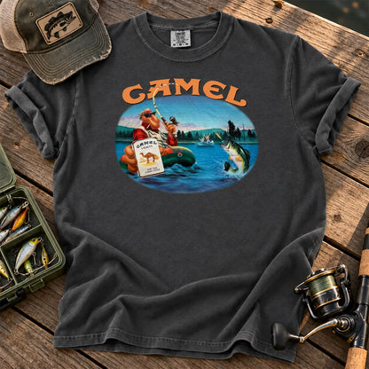Retro Cowboy Fly Fishing T-Shirt in Pepper
