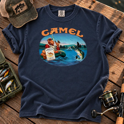 Retro Cowboy Fly Fishing T-Shirt in True Navy