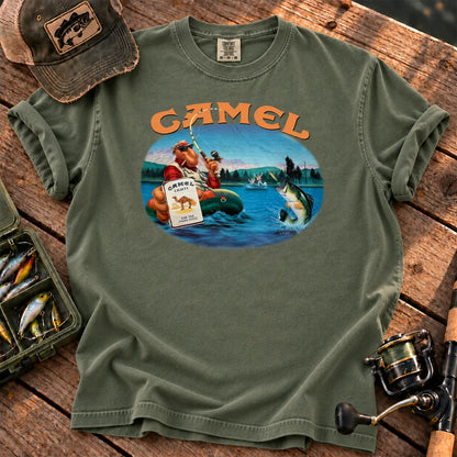 Retro Cowboy Fly Fishing T-Shirt in Moss