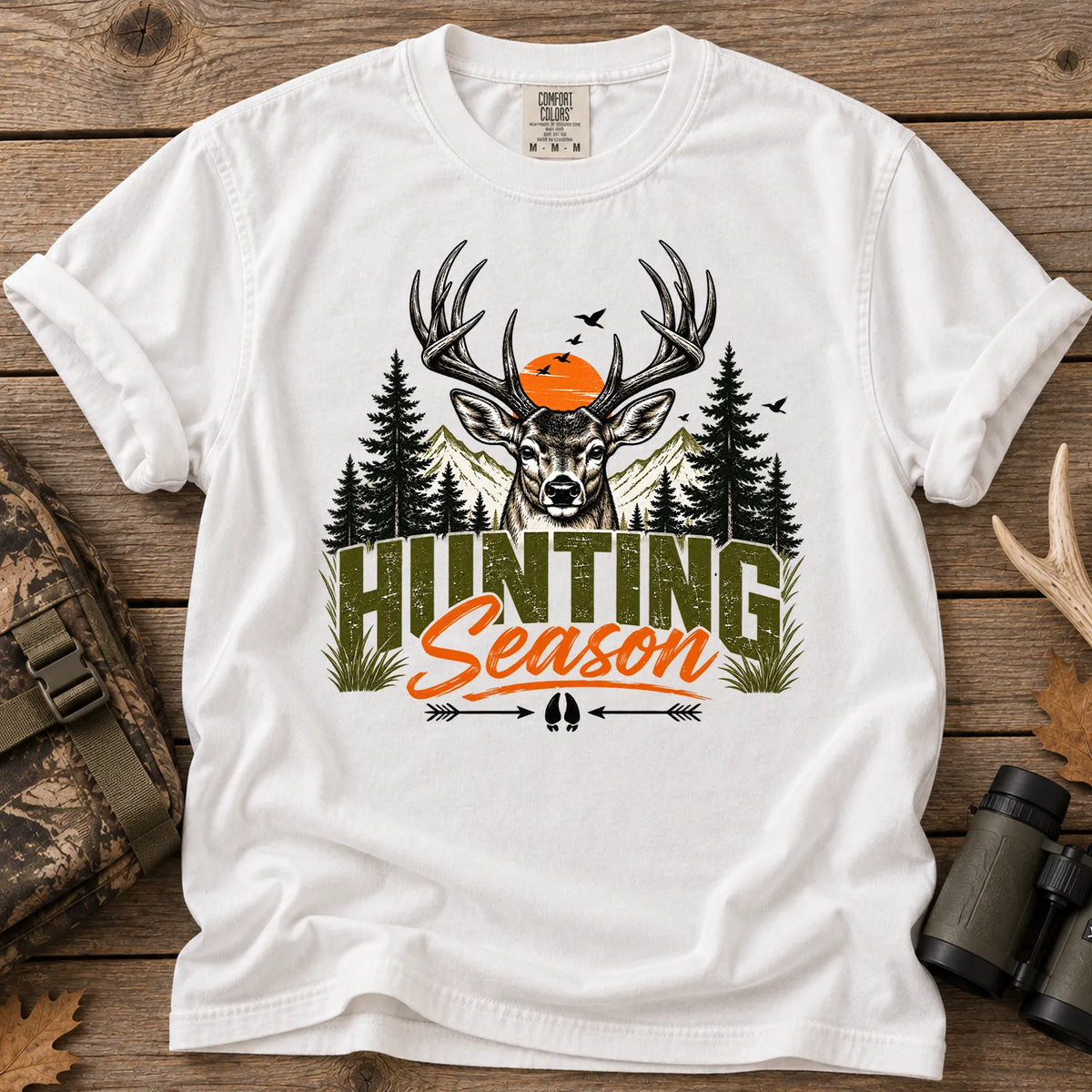 Retro Deer Hunting Season T-Shirt in White