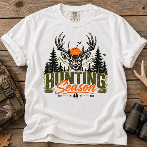 Retro Deer Hunting Season T-Shirt in White
