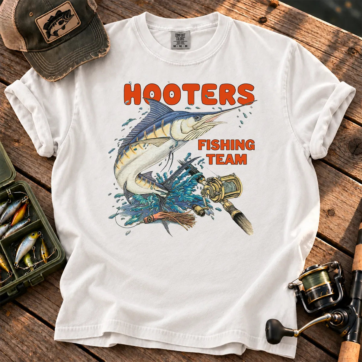 Retro Fishing Team T-Shirt in White