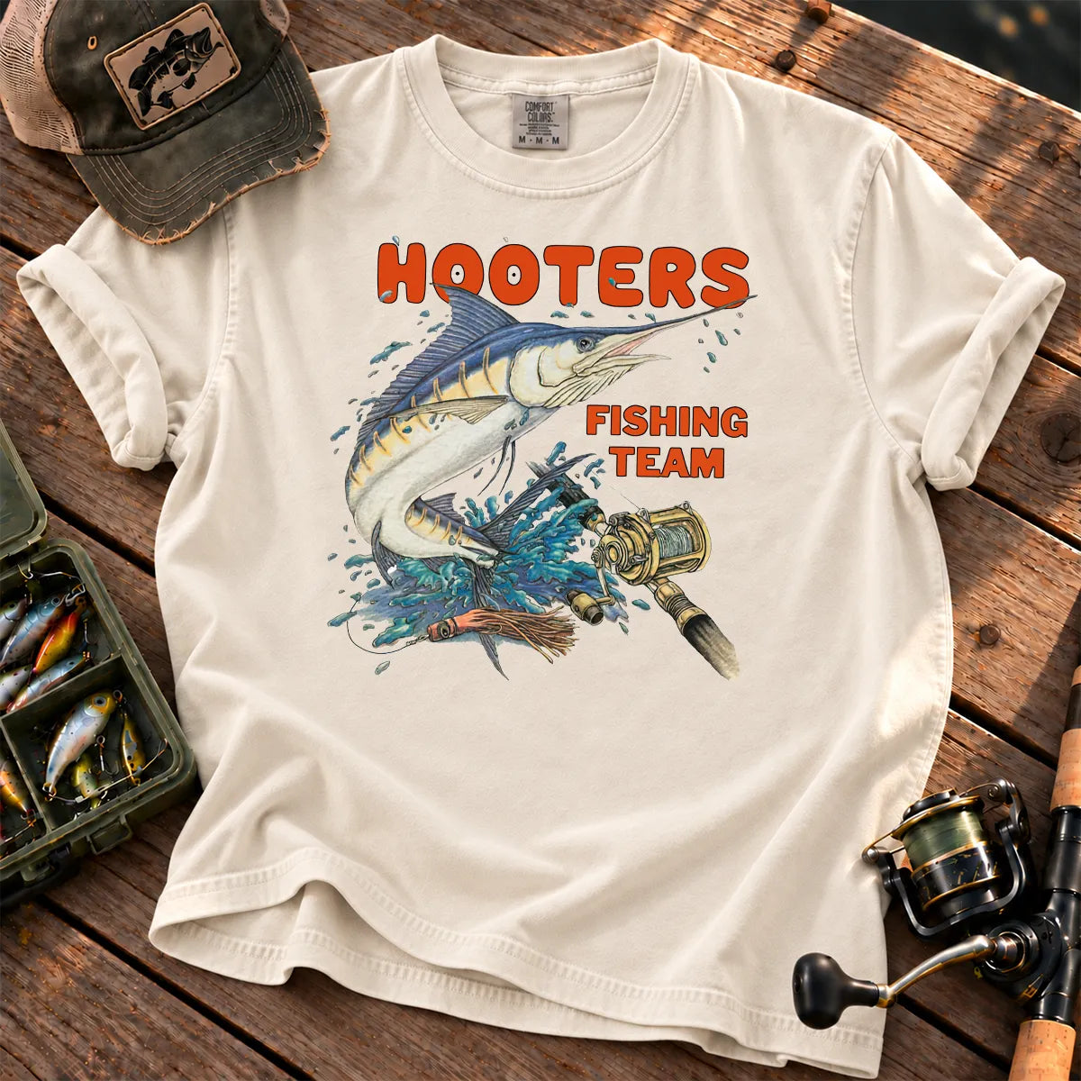 Retro Fishing Team T-Shirt in Ivory