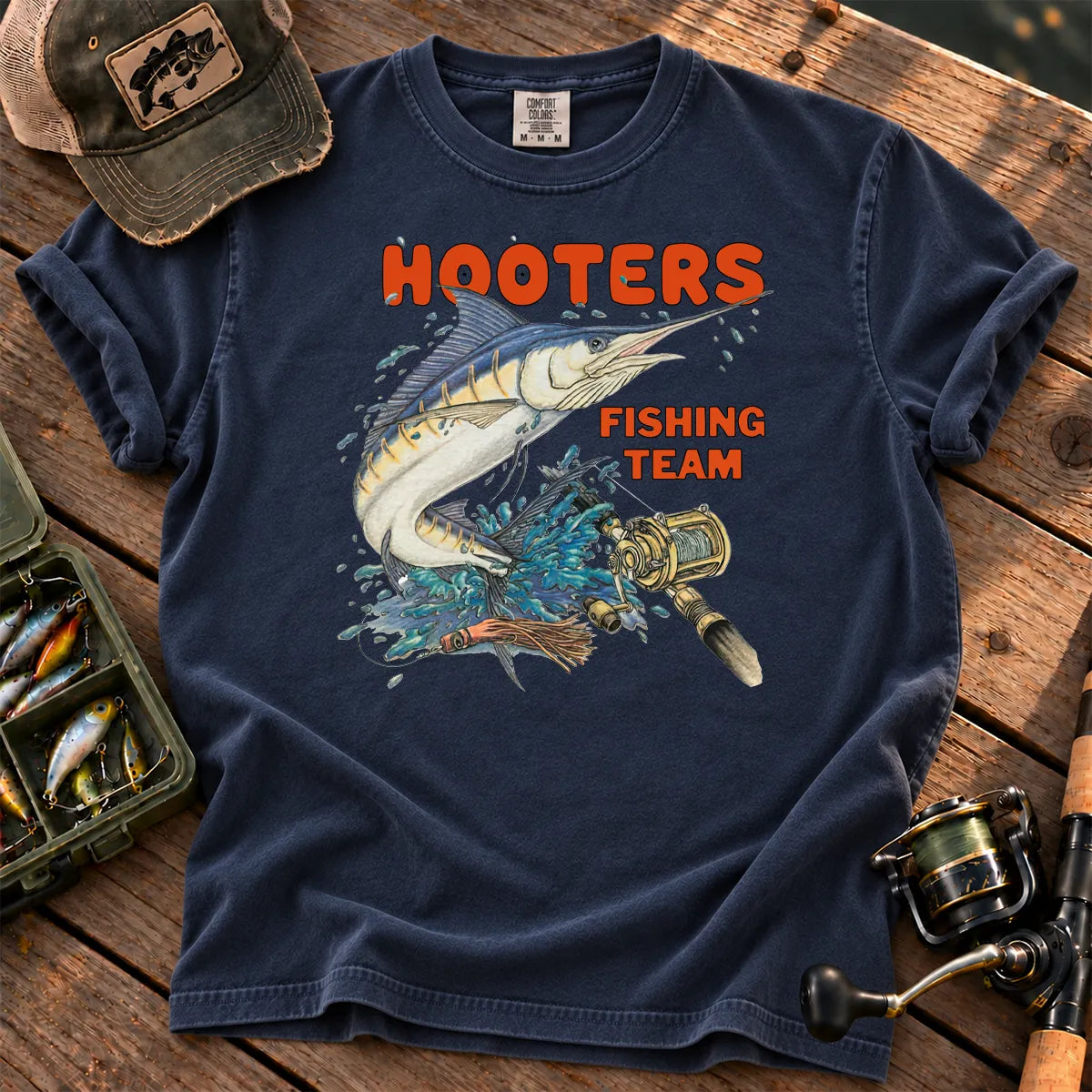 Retro Fishing Team T-Shirt in True Navy