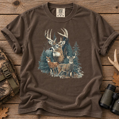 Retro Forest Deer T-Shirt in Espresso