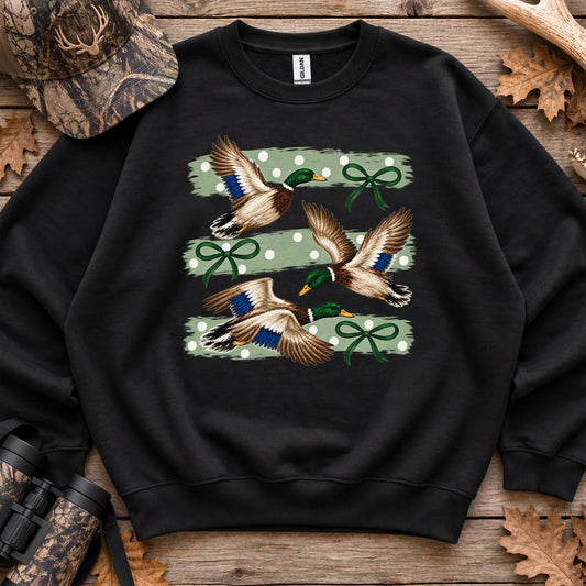 Retro Mallard Duck Trio Sweatshirt in Black