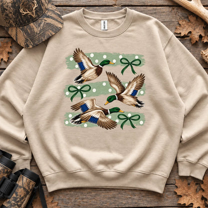 Retro Mallard Duck Trio Sweatshirt in Sand