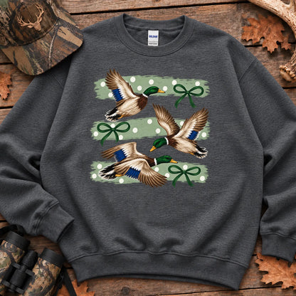 Retro Mallard Duck Trio Sweatshirt in Dark Heather