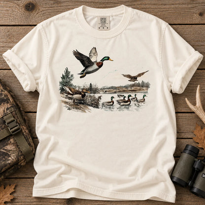 Retro Mallard Ducks T-Shirt in Ivory