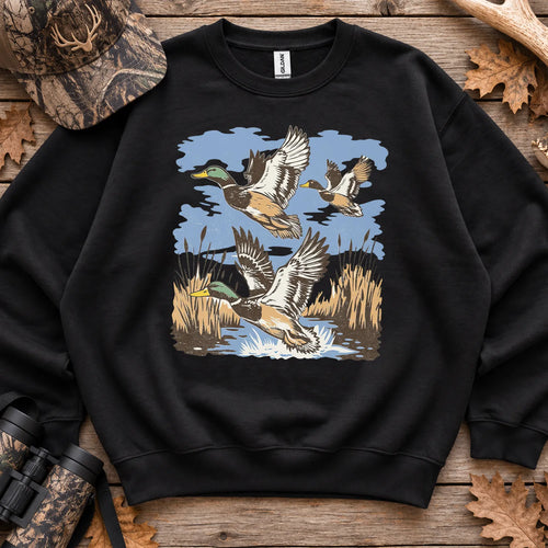 Retro Mallard Flock Sweatshirt in Black