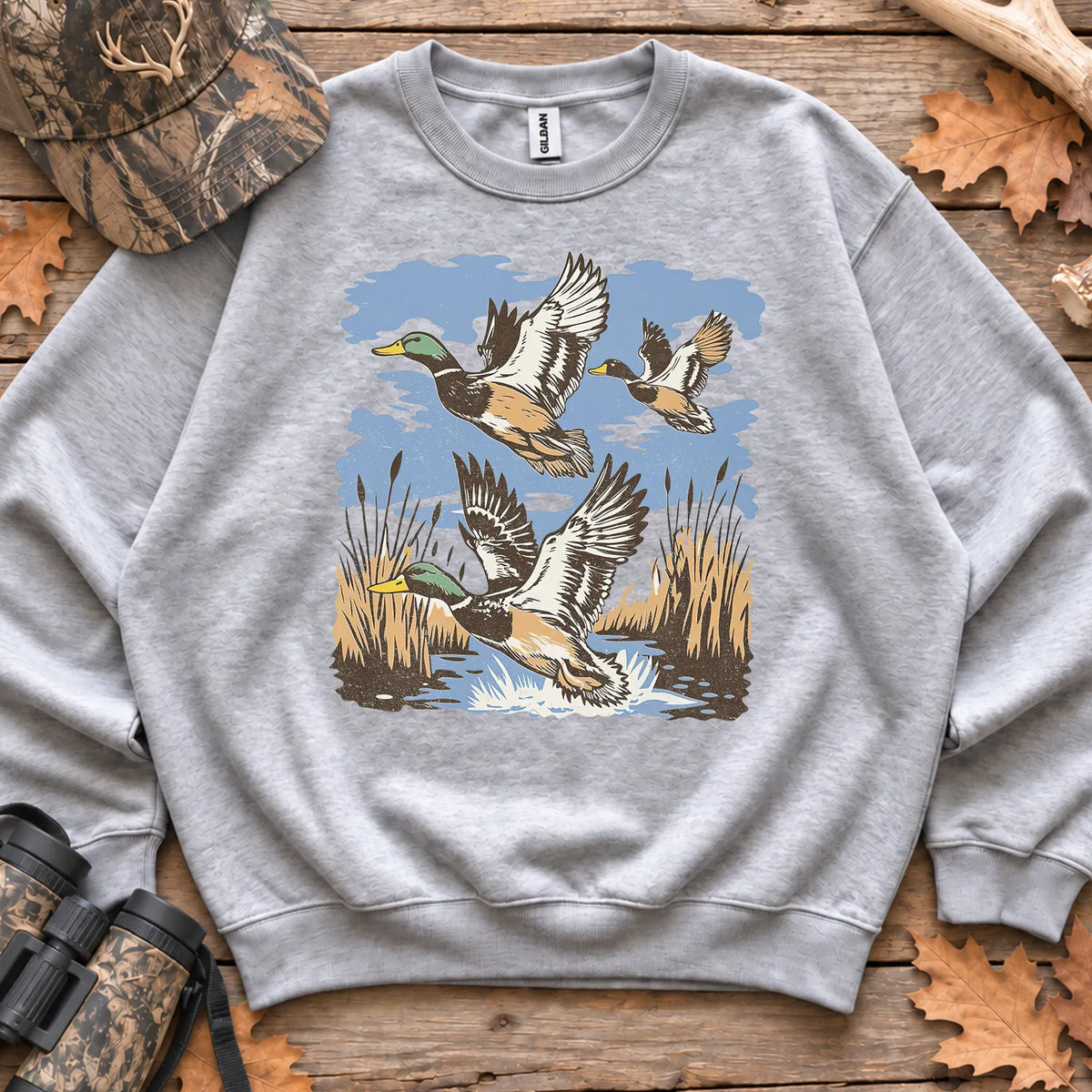 Retro Mallard Flock Sweatshirt in Sport Grey