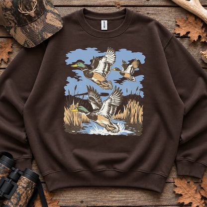 Retro Mallard Flock Sweatshirt in Dark Chocolate