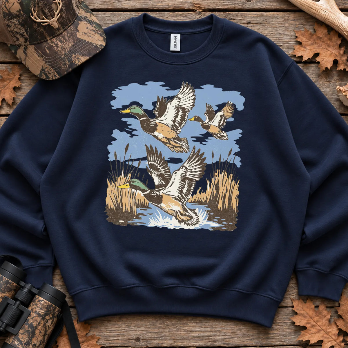 Retro Mallard Flock Sweatshirt in Navy