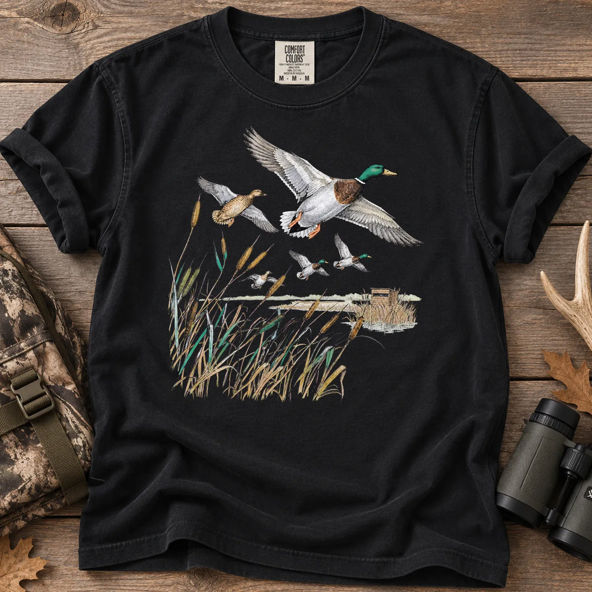 Retro Mallard Pond T-Shirt in Black