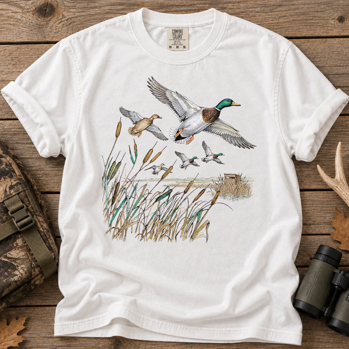 Retro Mallard Pond T-Shirt in White