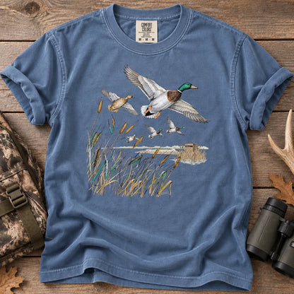 Retro Mallard Pond T-Shirt in Blue Jean