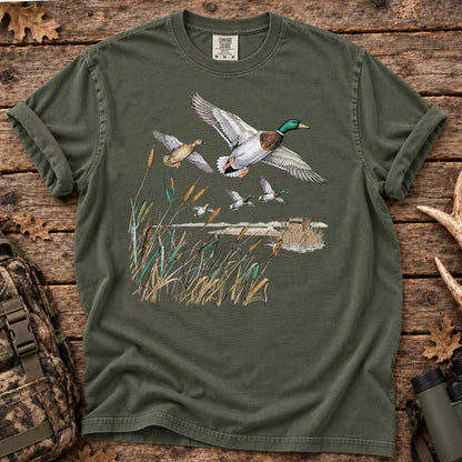 Retro Mallard Pond T-Shirt in Moss