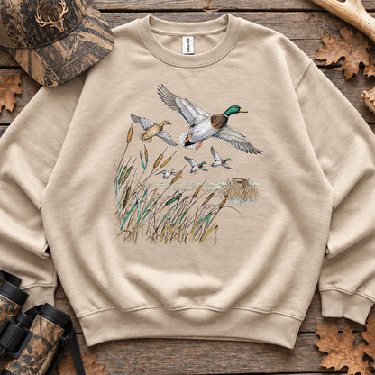 Retro Mallards Pond Sweatshirt in Sand