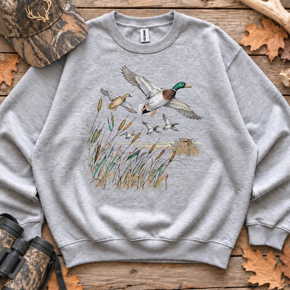 Retro Mallards Pond Sweatshirt in Sport Grey
