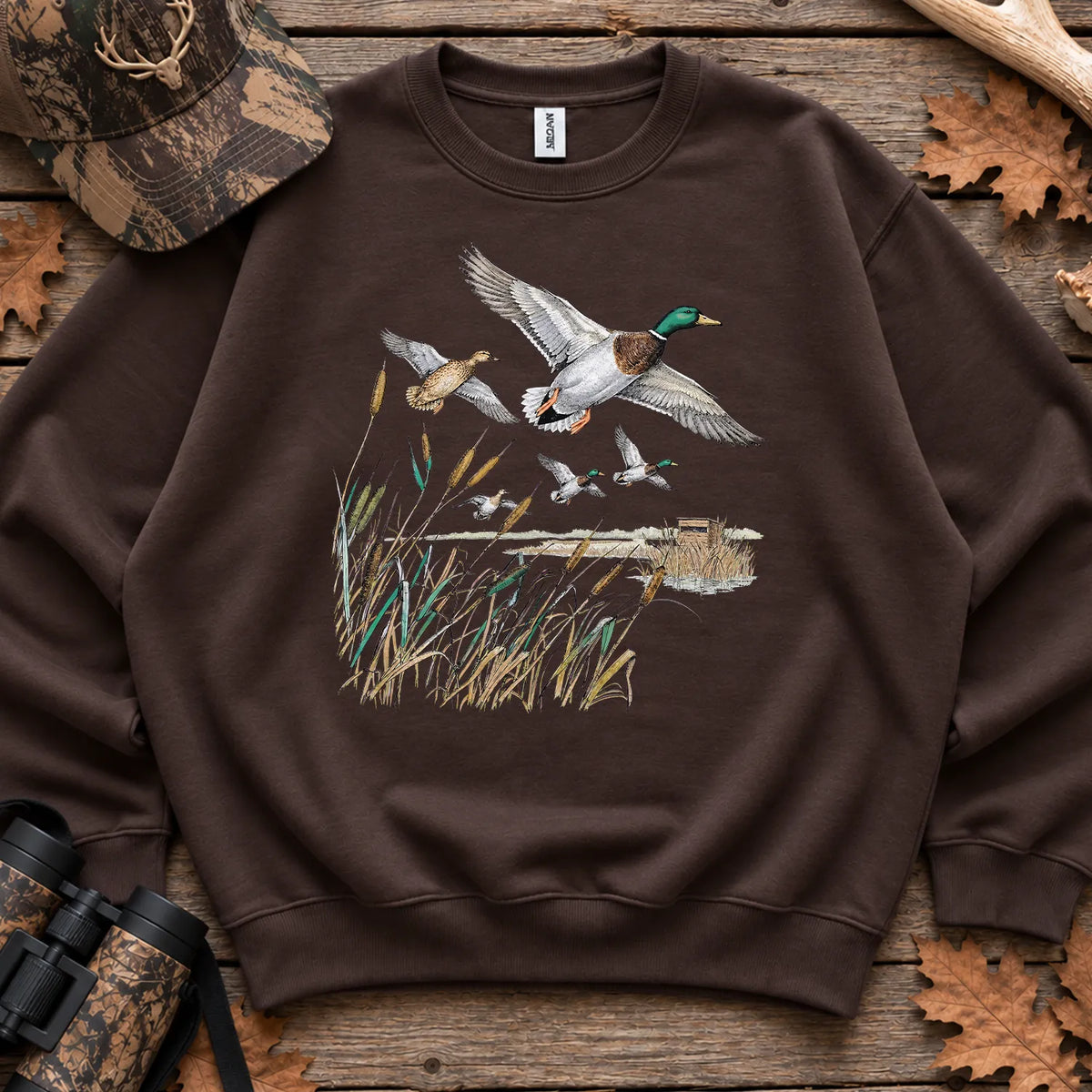 Retro Mallards Pond Sweatshirt in Dark Chocolate