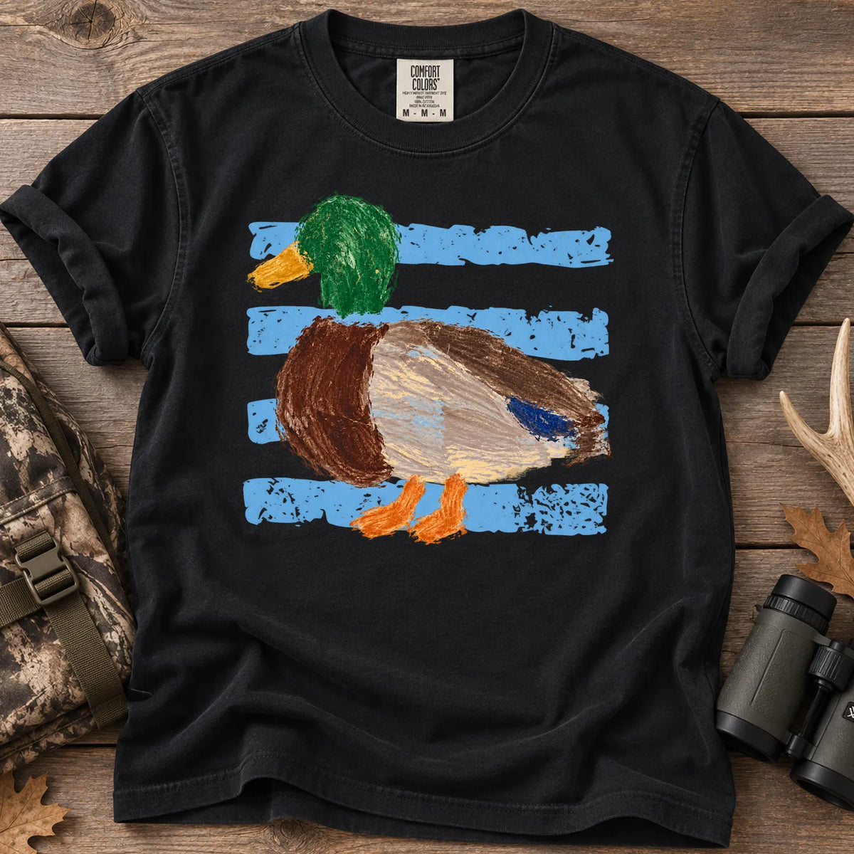 Retro Painted Mallard T-Shirt in Black
