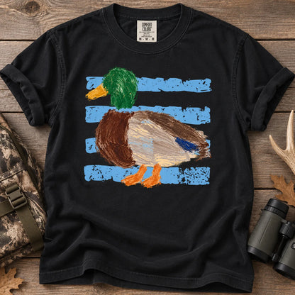 Retro Painted Mallard T-Shirt in Black