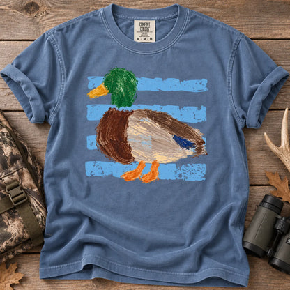 Retro Painted Mallard T-Shirt in Blue Jean