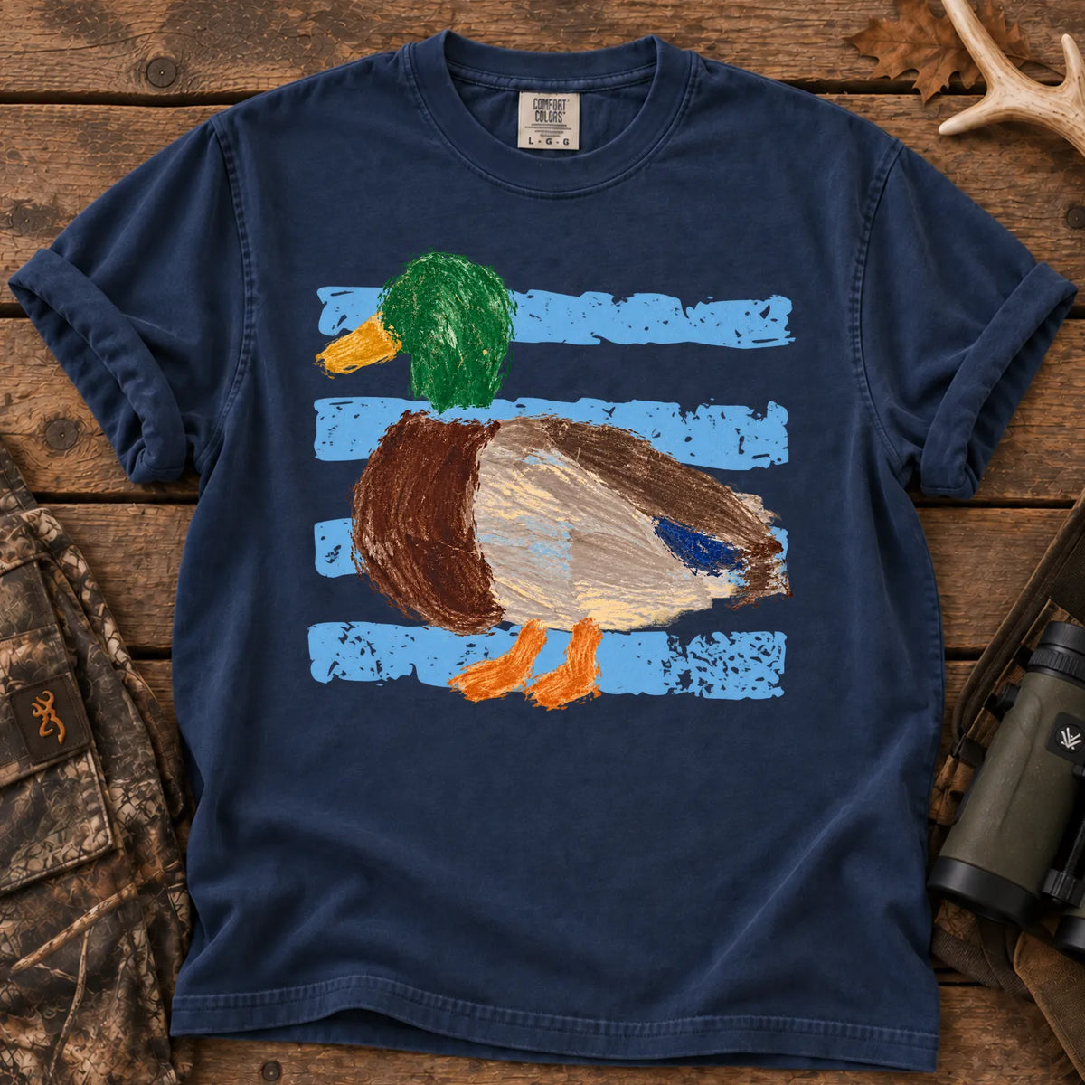 Retro Painted Mallard T-Shirt in True Navy