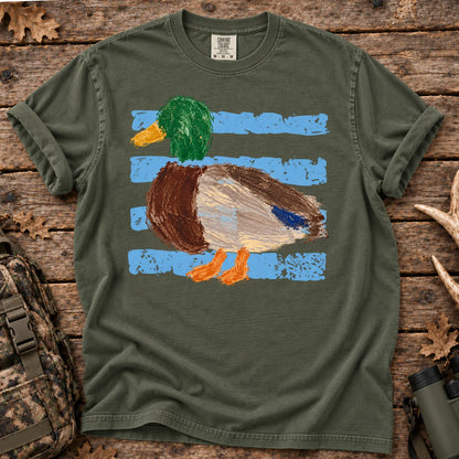 Retro Painted Mallard T-Shirt in Moss