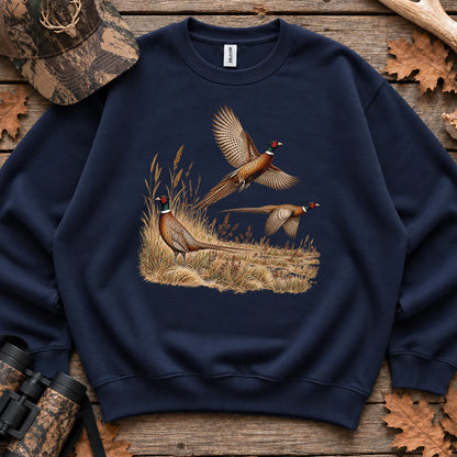 Retro Pheasants in Flight Sweatshirt in Navy