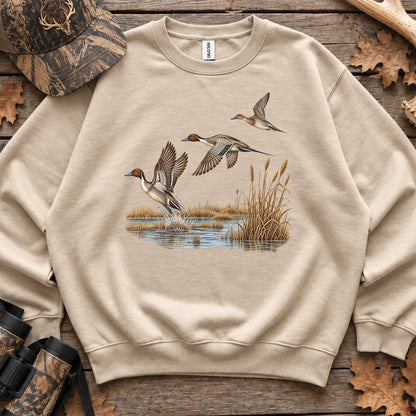 Retro Pintail Ducks in Flight Sweatshirt in Sand