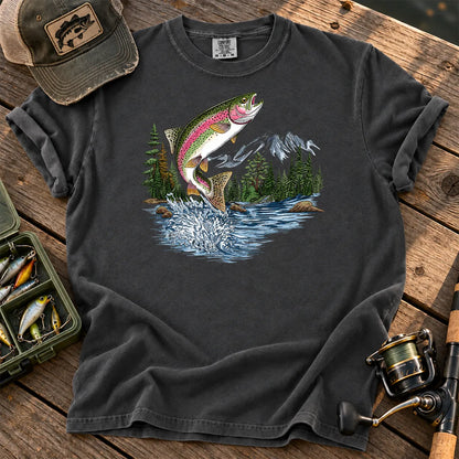 Retro Rainbow Trout T-Shirt in Pepper