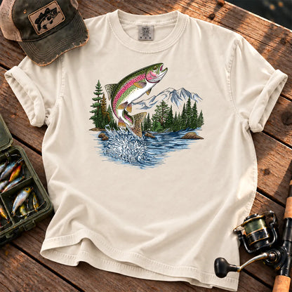 Retro Rainbow Trout T-Shirt in Ivory