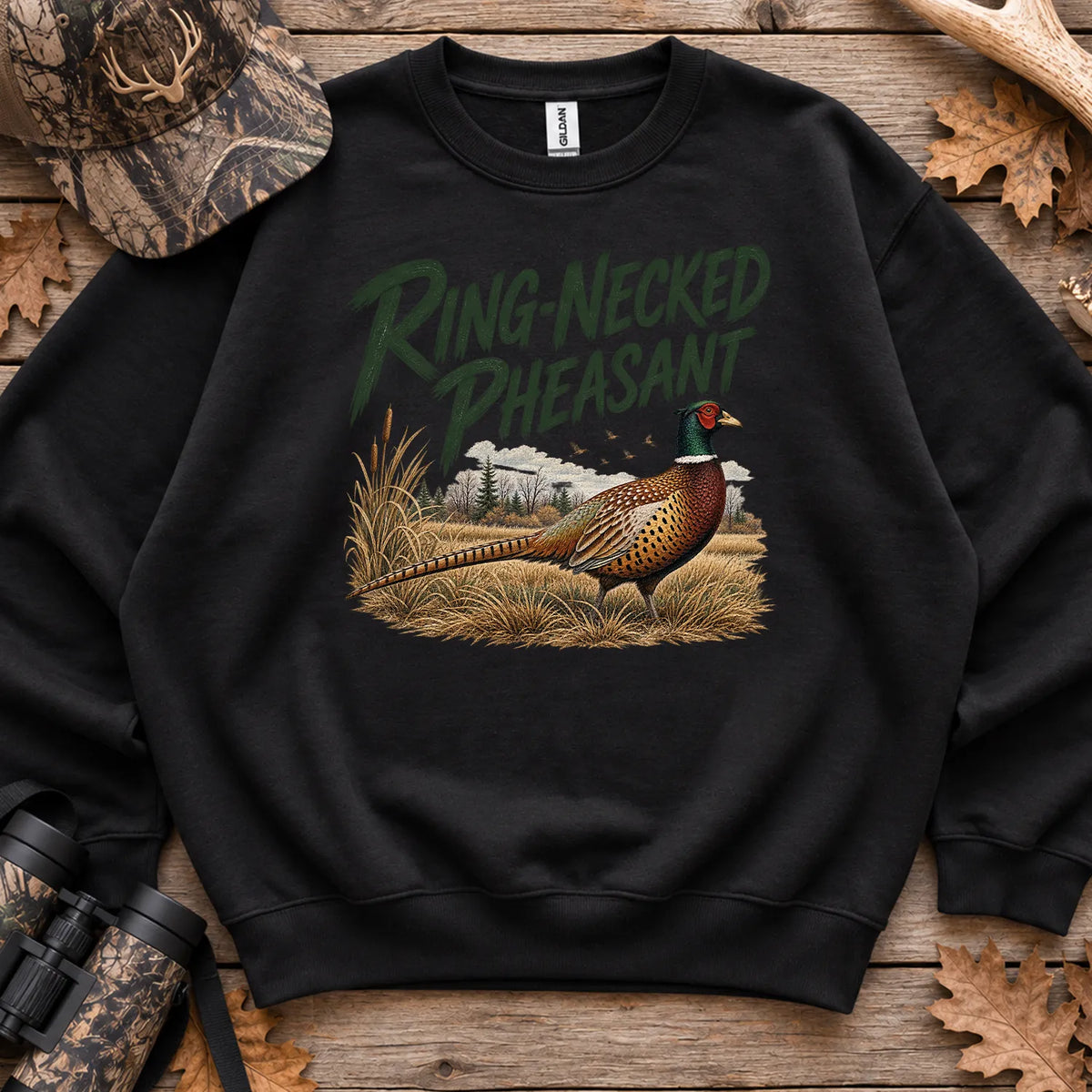 Ring-Necked Pheasant Sweatshirt in Black
