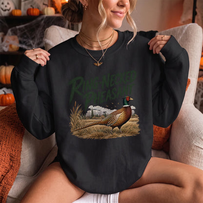 Ring-Necked Pheasant Sweatshirt Women model in Black