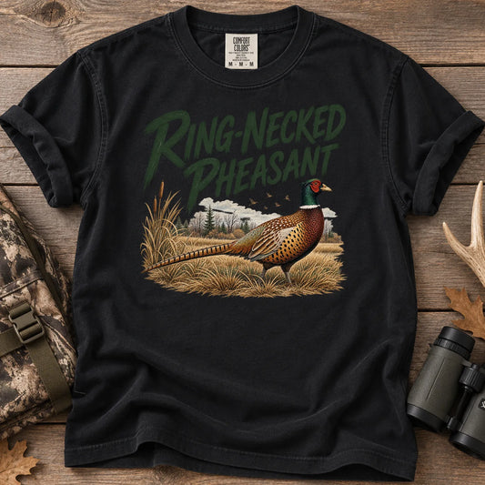 Ring-Necked Pheasant T-Shirt in Black
