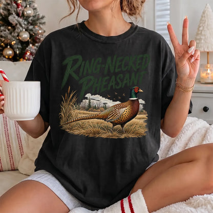 Ring-Necked Pheasant T-Shirt Women model in Black