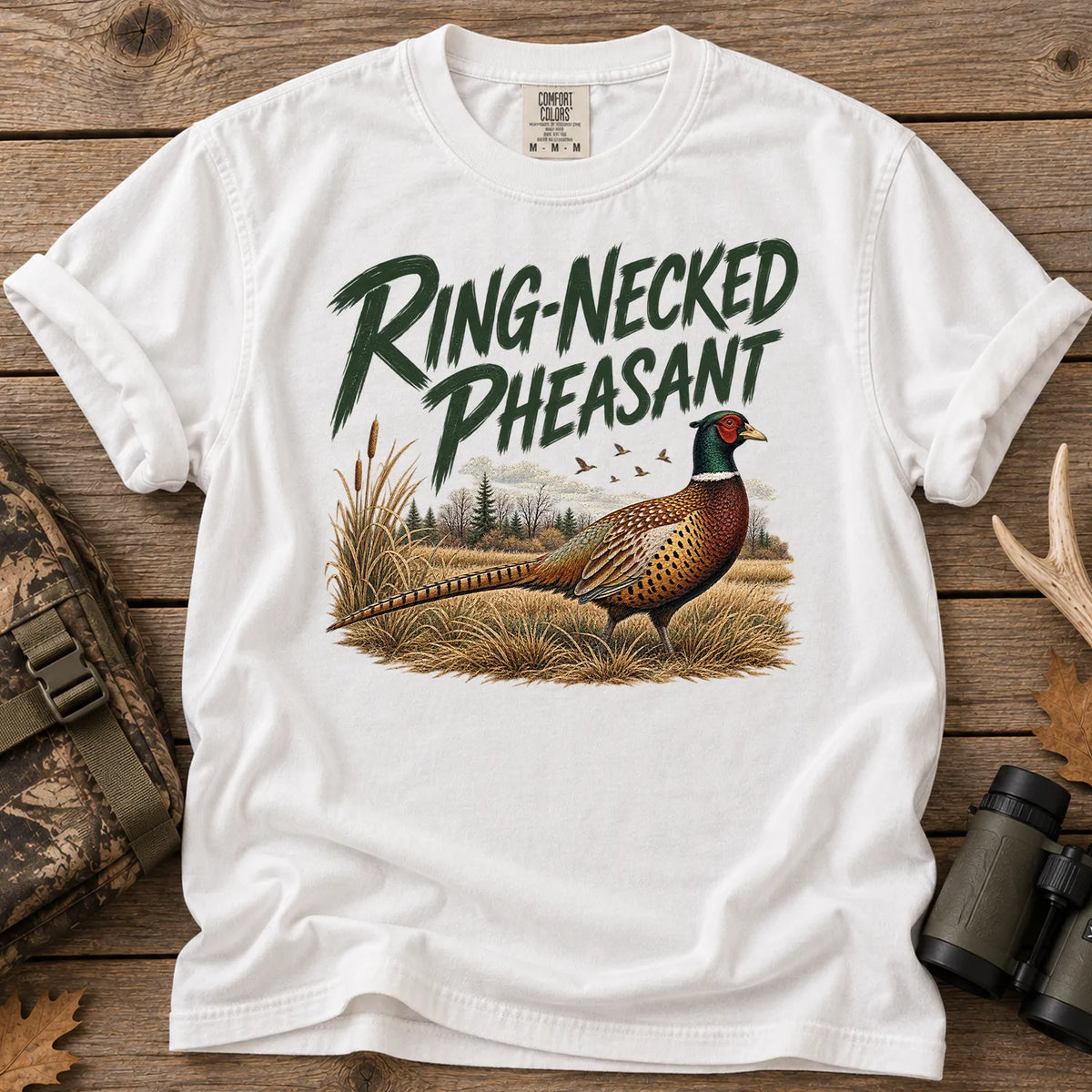 Ring-Necked Pheasant T-Shirt in White