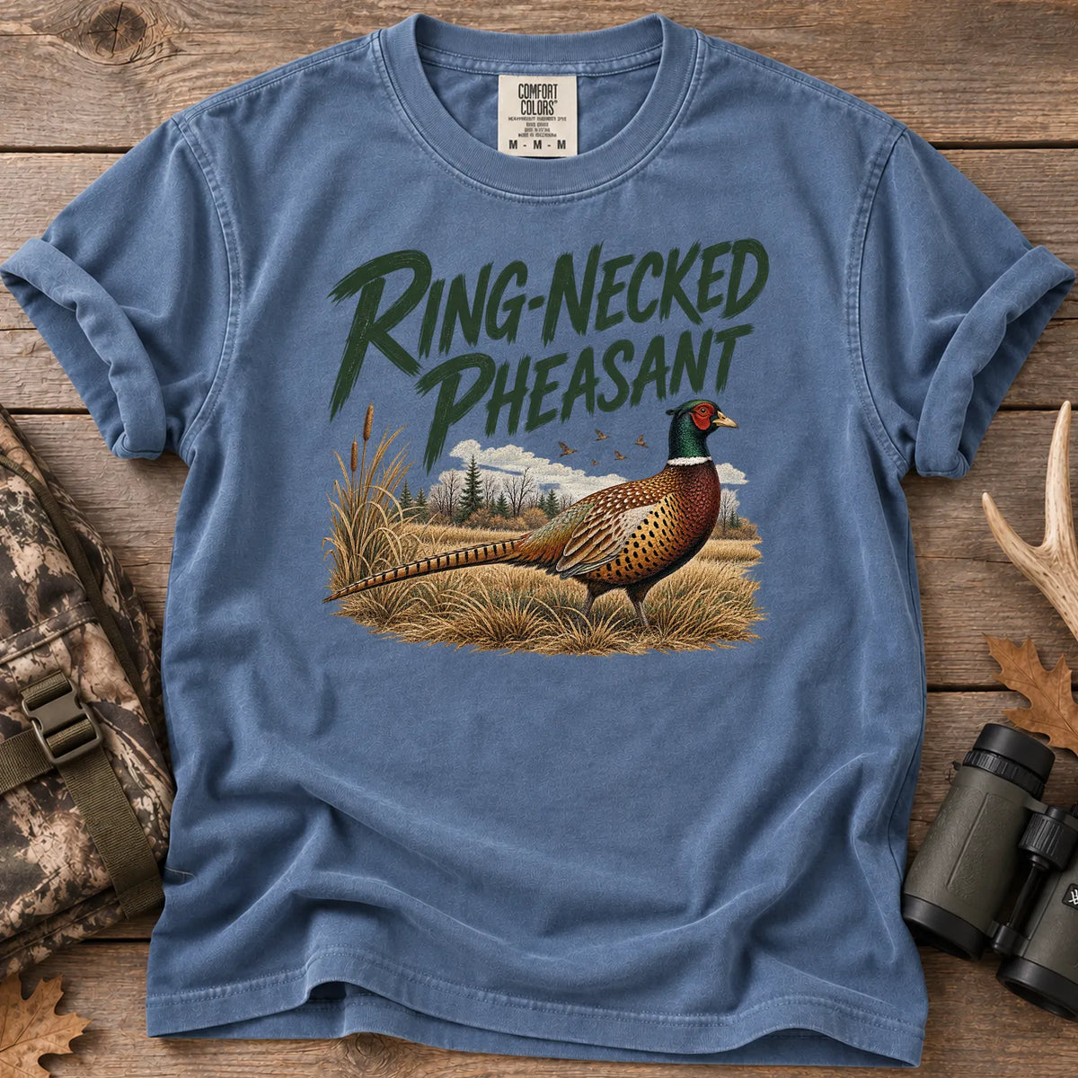 Ring-Necked Pheasant T-Shirt in Blue Jean