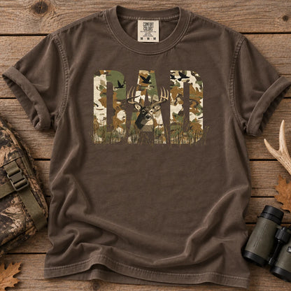 Rustic Camo Hunting Dad T-Shirt in Espresso