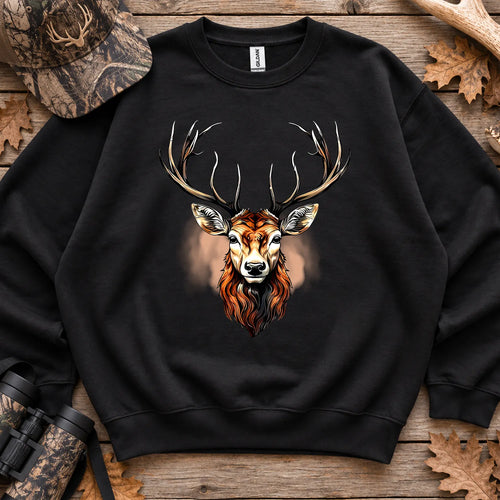 Rustic Whitetail Deer Head Sweatshirt in Black