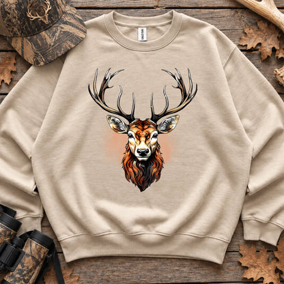 Rustic Whitetail Deer Head Sweatshirt in Sand