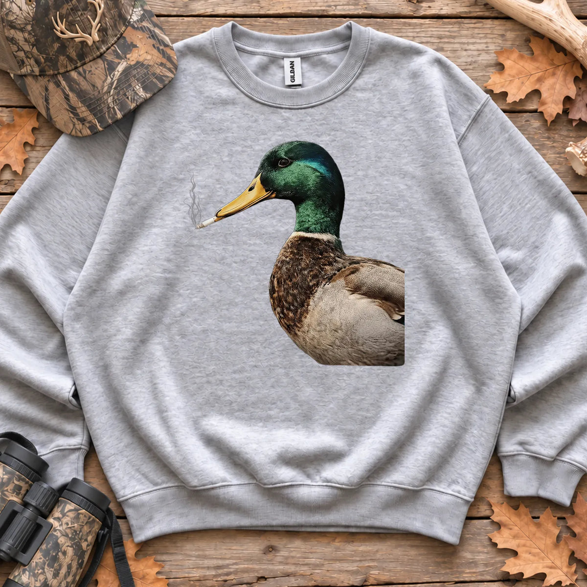 Sarcastic Mallard Duck Sweatshirt in Sport Grey