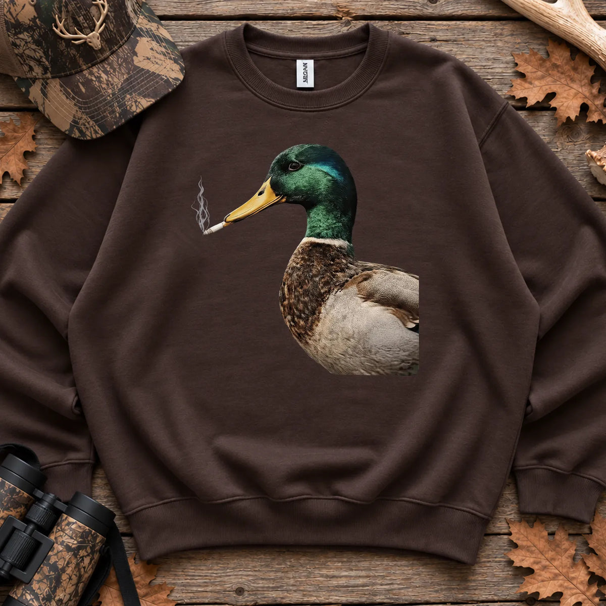 Sarcastic Mallard Duck Sweatshirt in Dark Chocolate