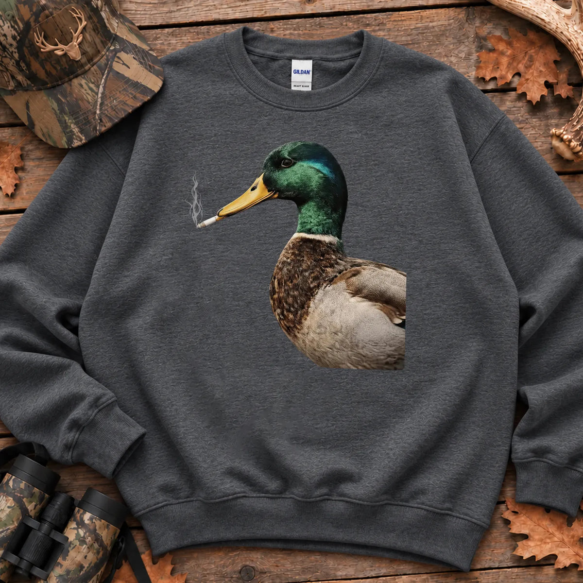 Sarcastic Mallard Duck Sweatshirt in Dark Heather