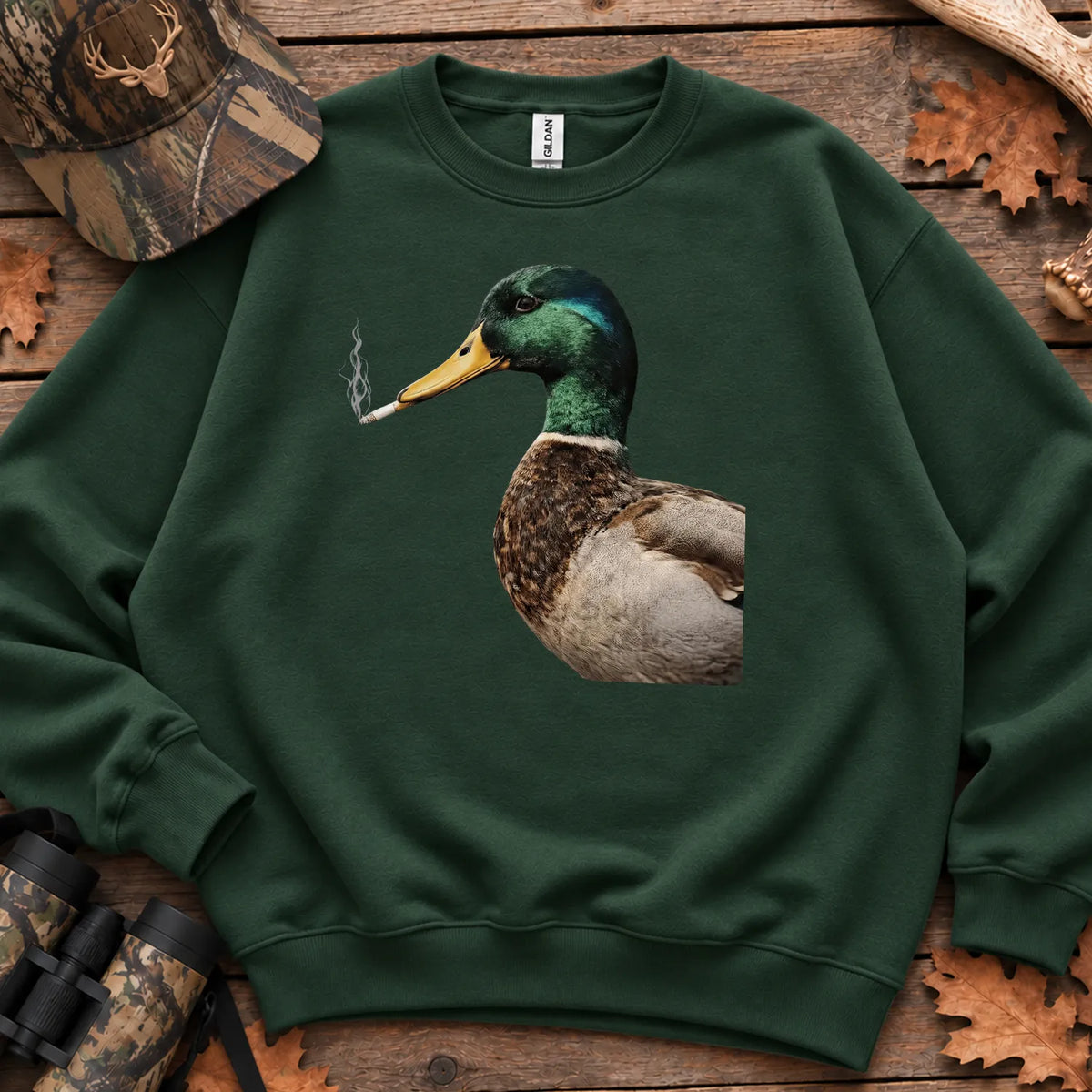 Sarcastic Mallard Duck Sweatshirt in Forest Green