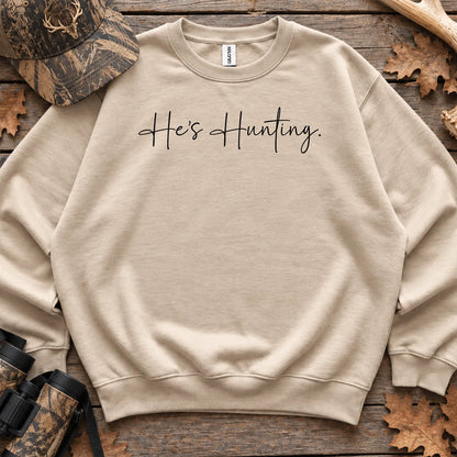 Script Hes Hunting Sweatshirt in Sand