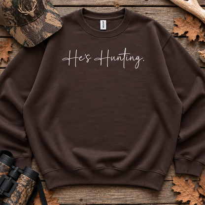 Script Hes Hunting Sweatshirt in Dark Chocolate