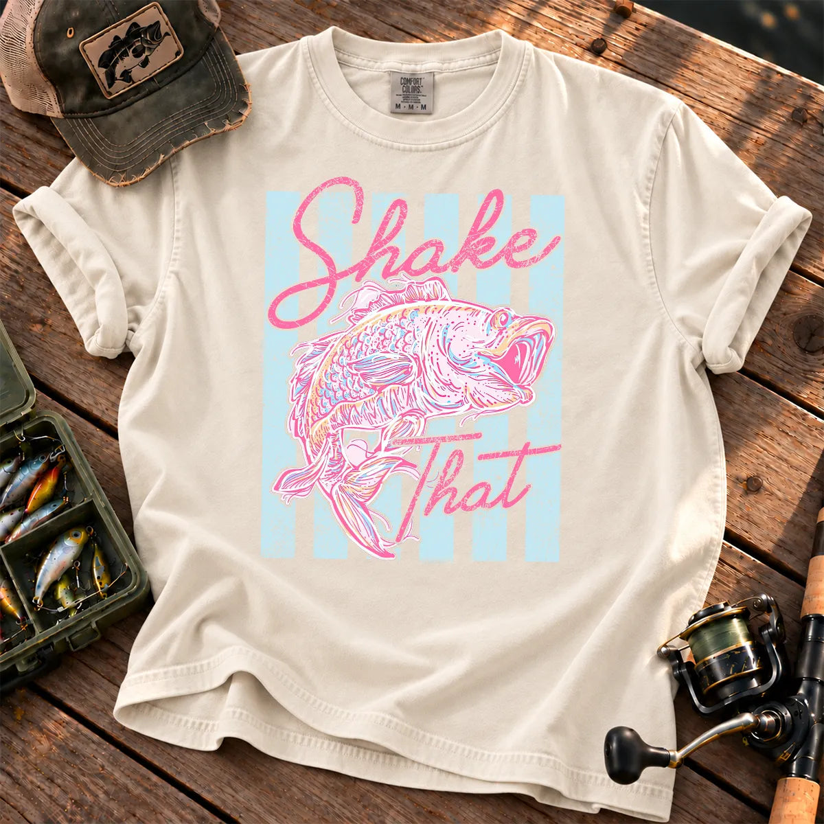 Shake That Bass Stripe T-Shirt in Ivory